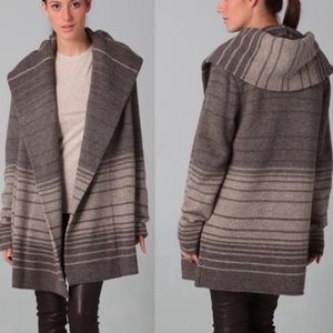 Vince Sophie Hooded Striped Wool/Cashmere Cardigan